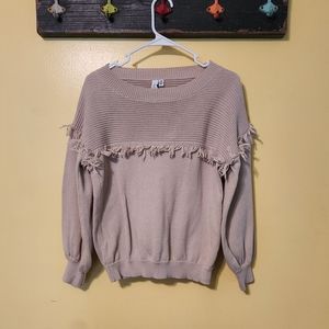 Grace & Karma women's beige knit frill sweater. Size medium